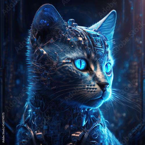 blue cat at night