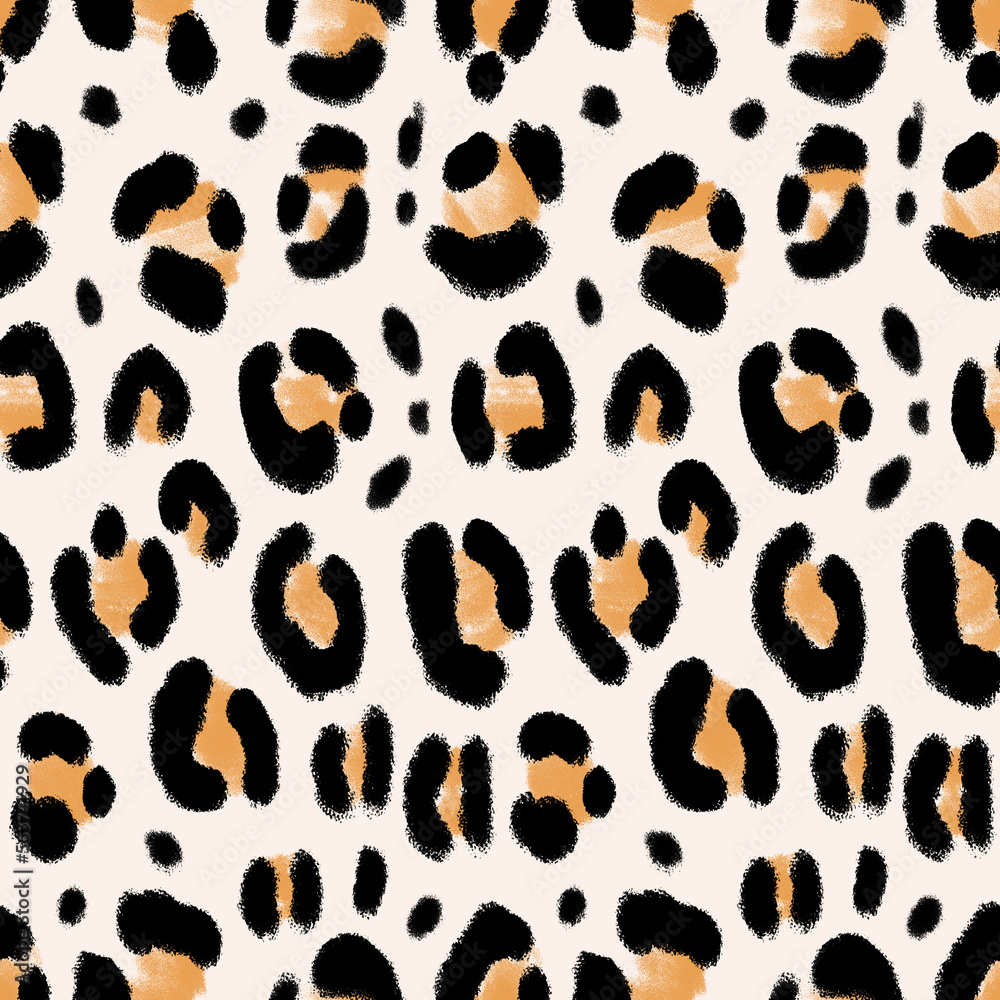 Seamless watercolor hand draw leopard texture, illustration leopard pattern.
