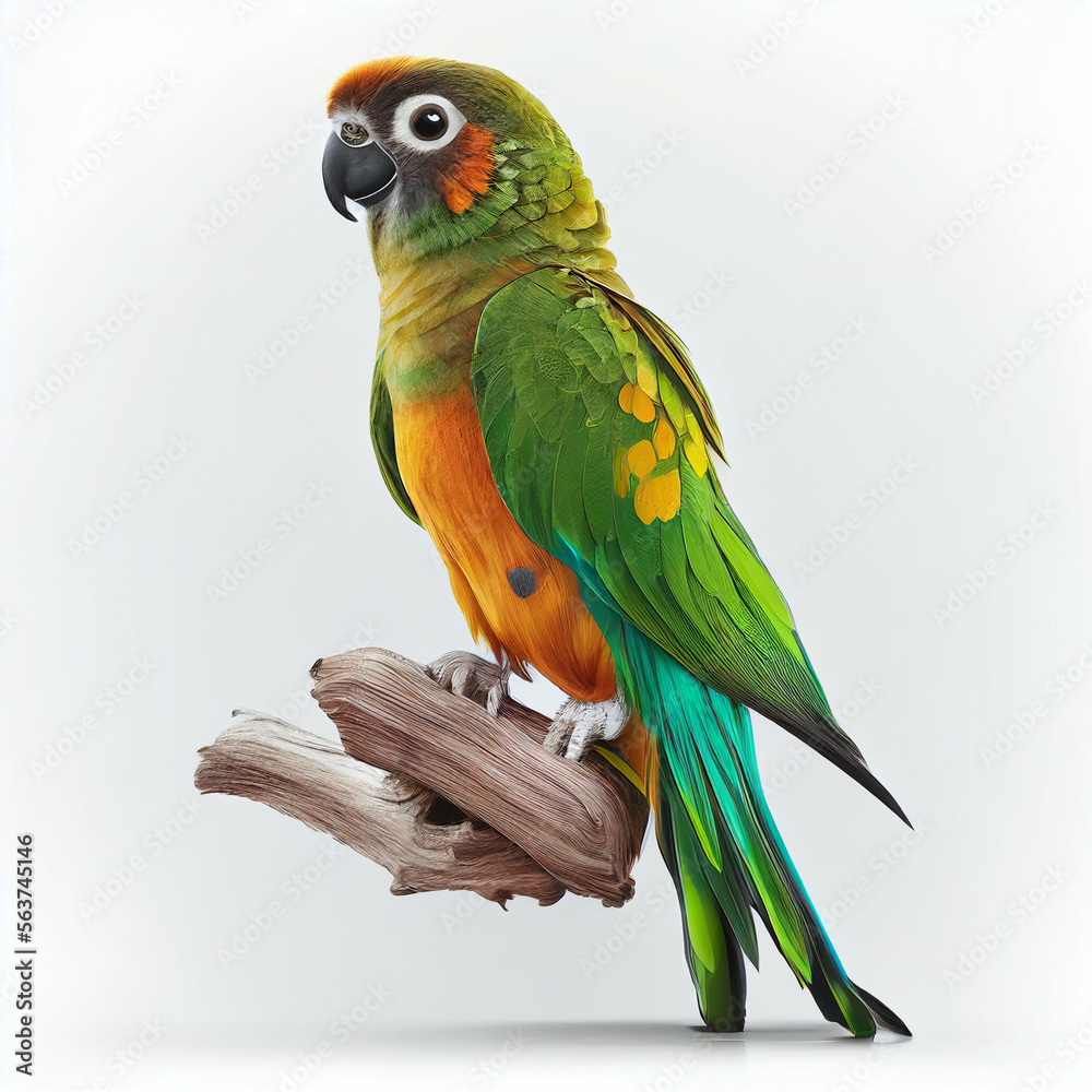 Conure full body image with white background ultra realistic



