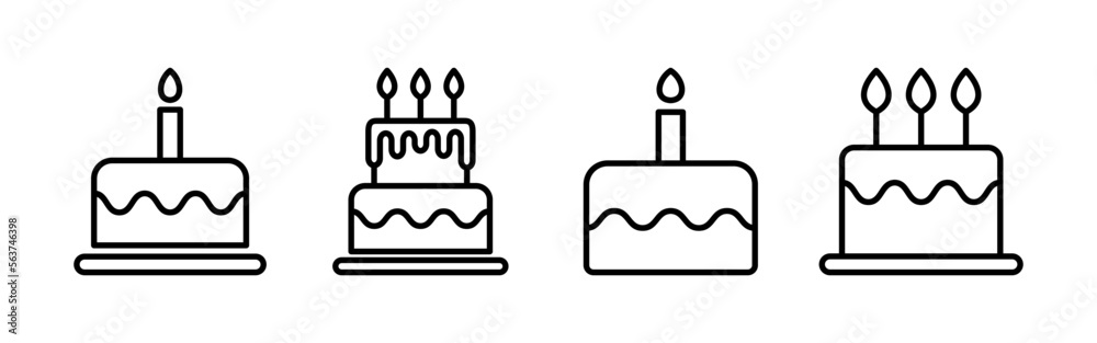 Cake icon vector for web and mobile app. Cake sign and symbol. Birthday cake icon Cake icon vector for web and mobile app. Cake sign and symbol. Birthday cake icon