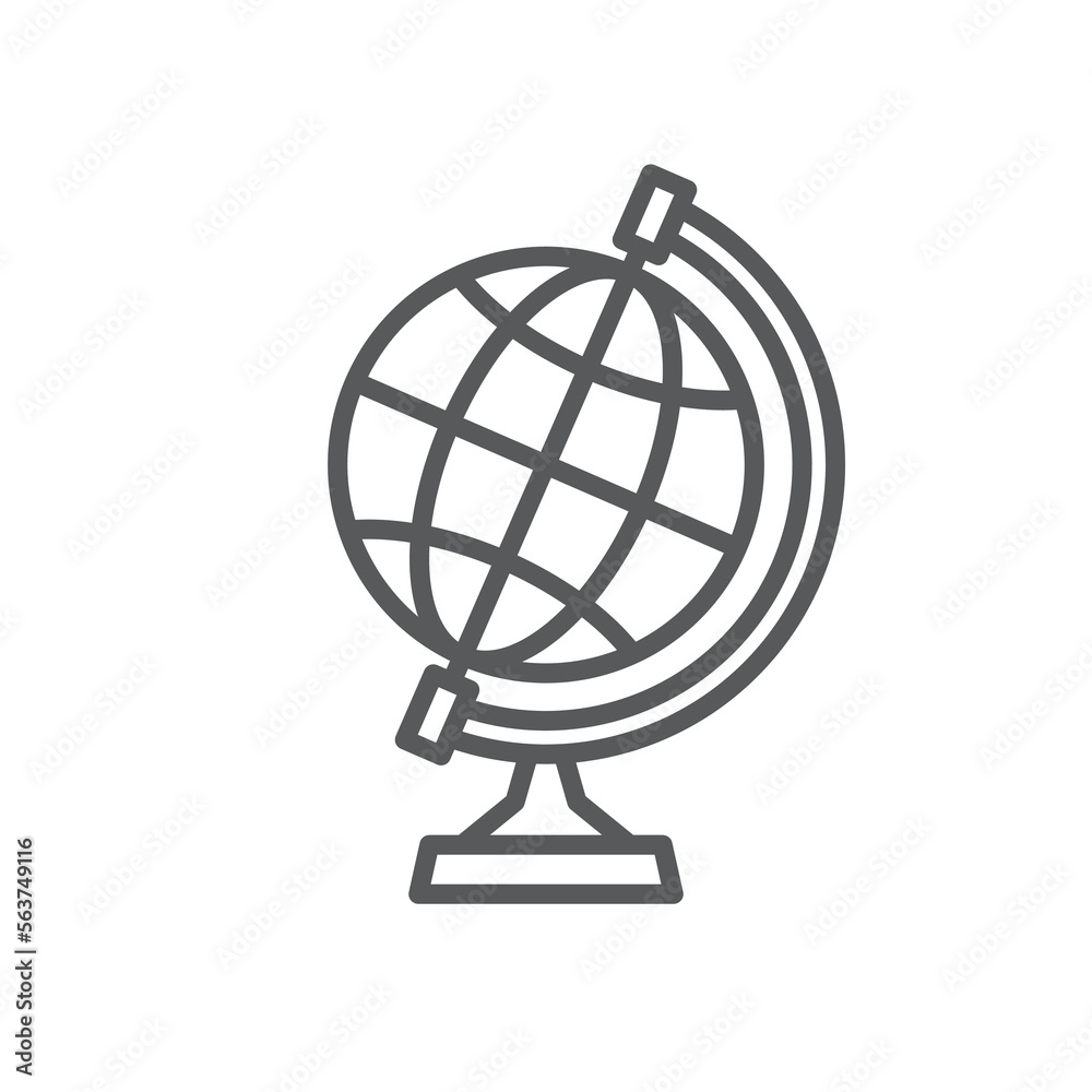 Globe line icon. Minimalist icon isolated on white background. Globe line icon. Minimalist icon isolated on white background.