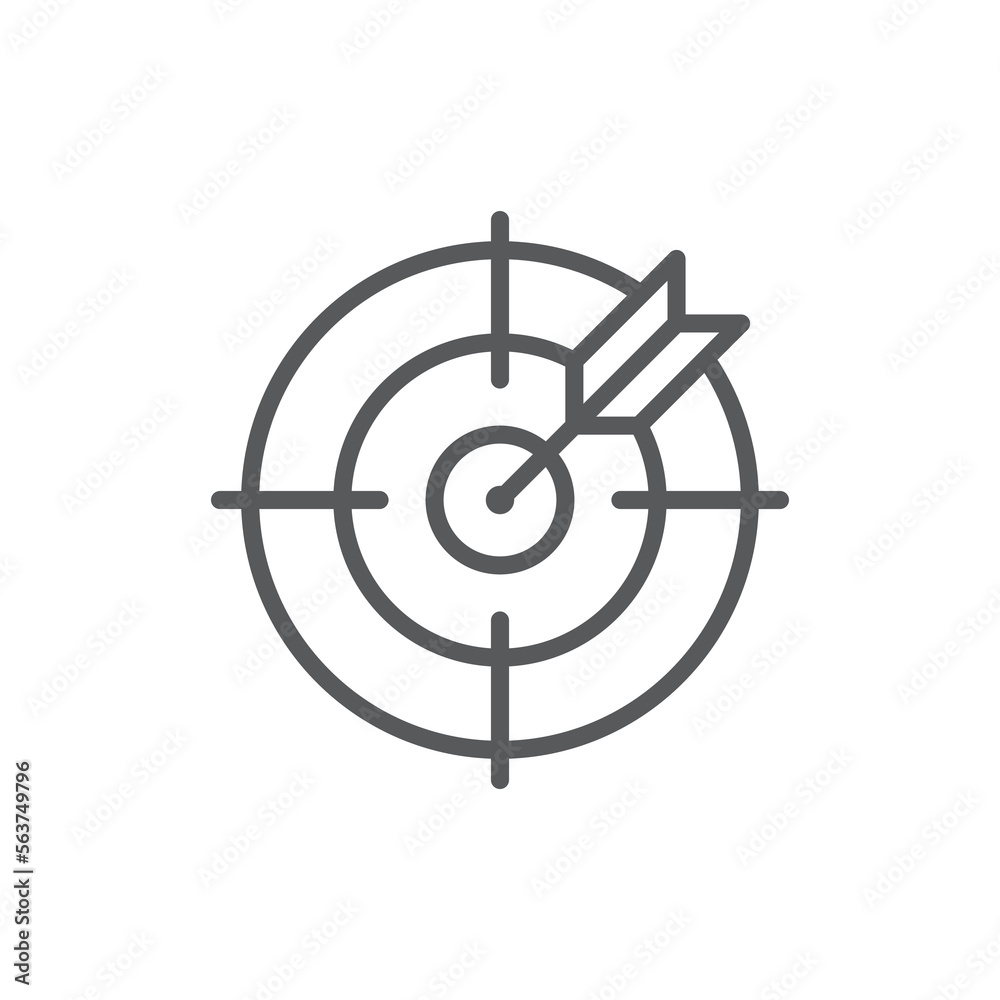 Target line icon. Minimalist black icon isolated on white background. Bullseye simple vector silhouette. Target line icon. Minimalist black icon isolated on white background. Bullseye simple vector silhouette.