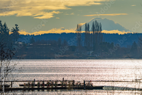 Mount Rainier Looms Above Tulalip Washington