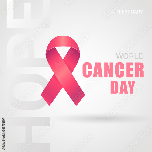 Wold cancer day. Ribbon on white