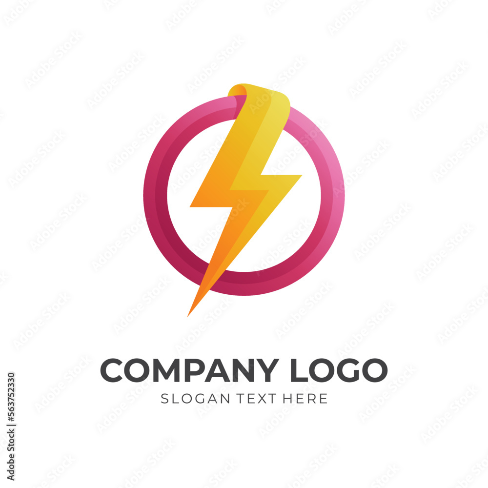 thunder logo vector with 3d yellow and red color style thunder logo vector with 3d yellow and red color style