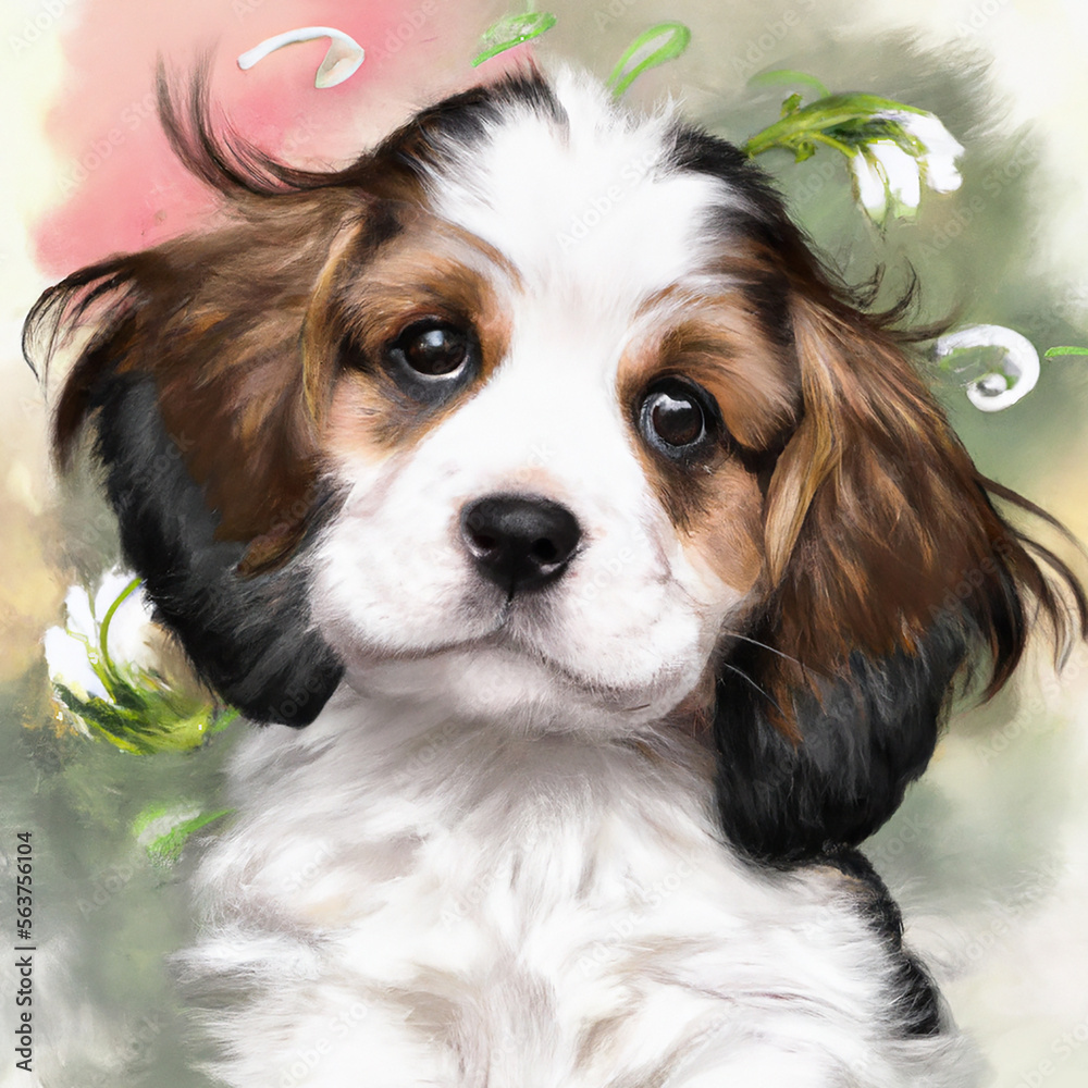 Fototapeta premium Generative AI, cute puppy dog