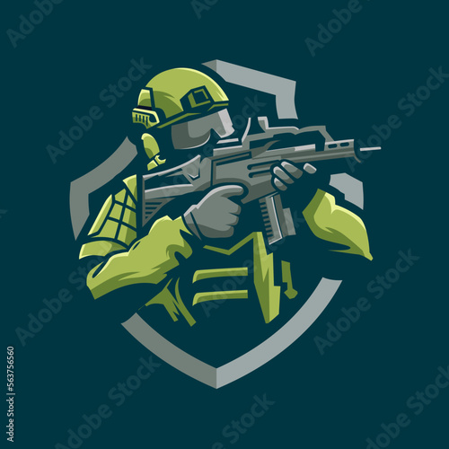 Shooter soldier character mascot logo