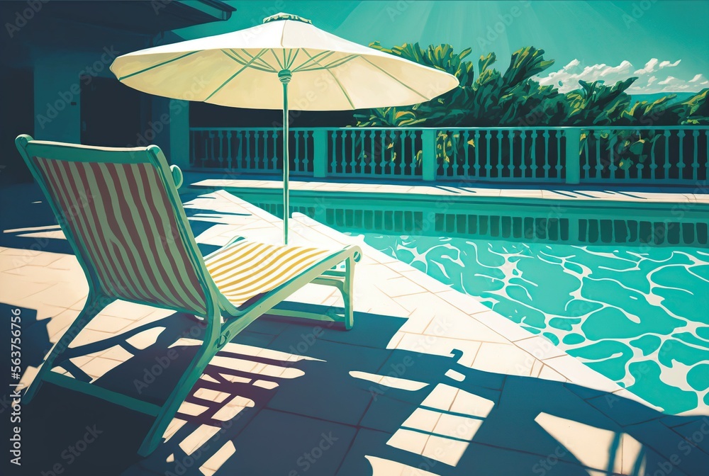 Fototapeta premium illustration of swimming pool, vacation concept, AI generated image