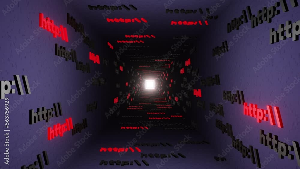 Http symbol sign in blue tunnel background 3d render. Hypertext transfer protocol secure web 3