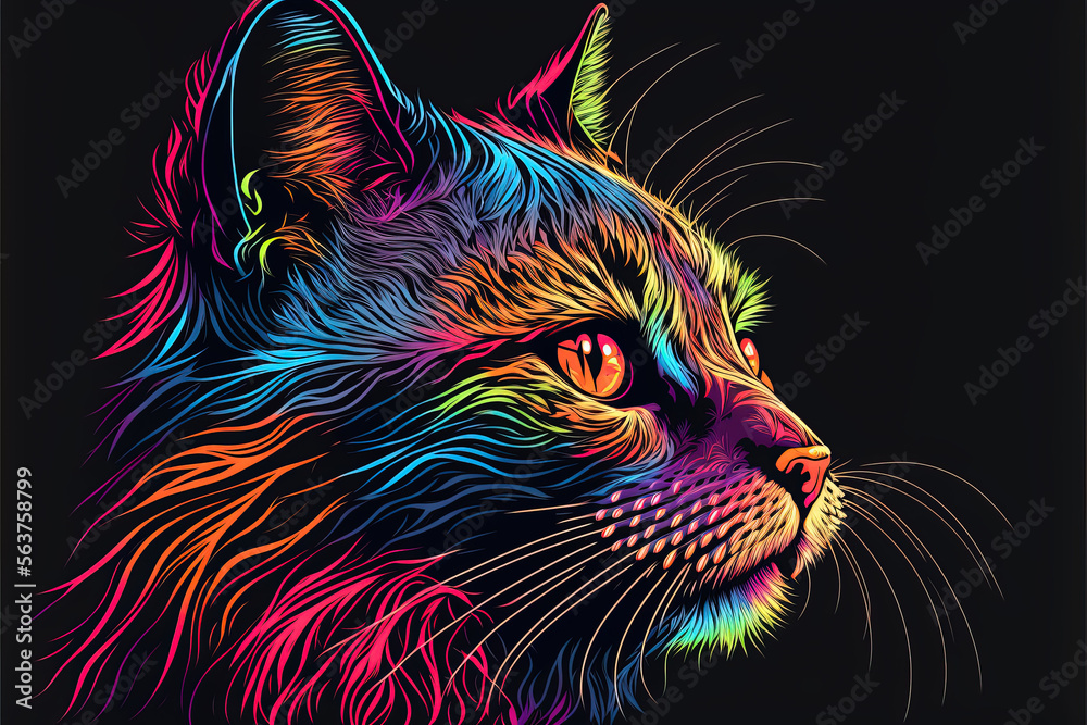 colorful cat drawing