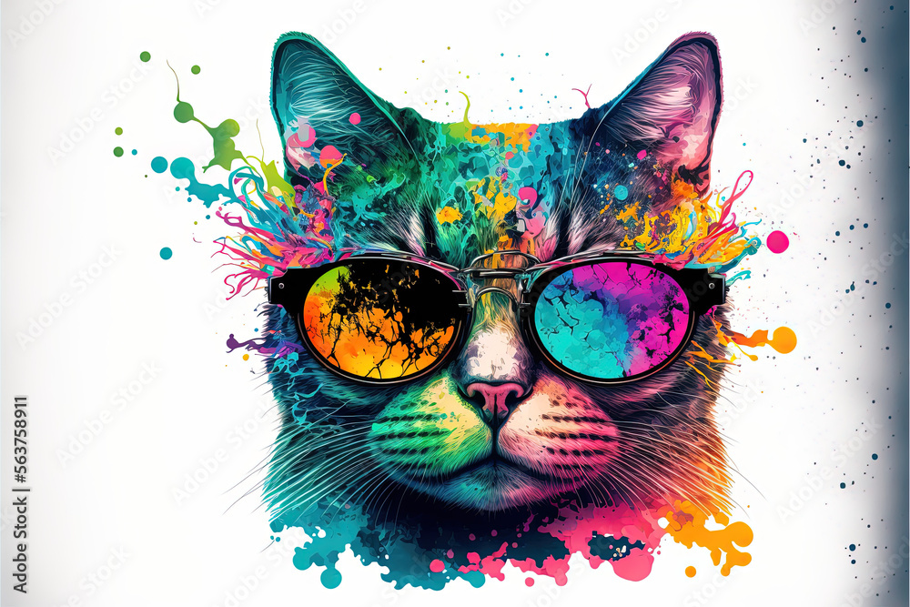 Fototapeta colorful cat drawing