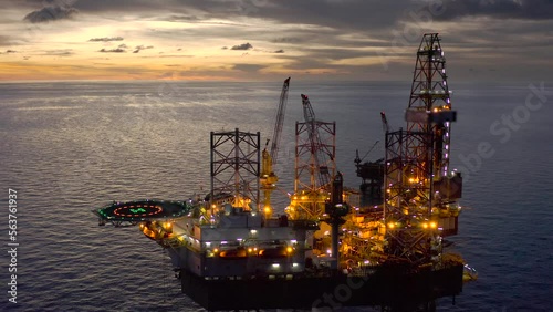 Wallpaper Mural Aerial view of offshore jack up drilling rig during sunset - oil and gas industry
 Torontodigital.ca