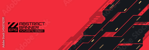 Abstract futuristic banner, cyberpunk background vector with HUD shapes ornament, modern technology retro futurism