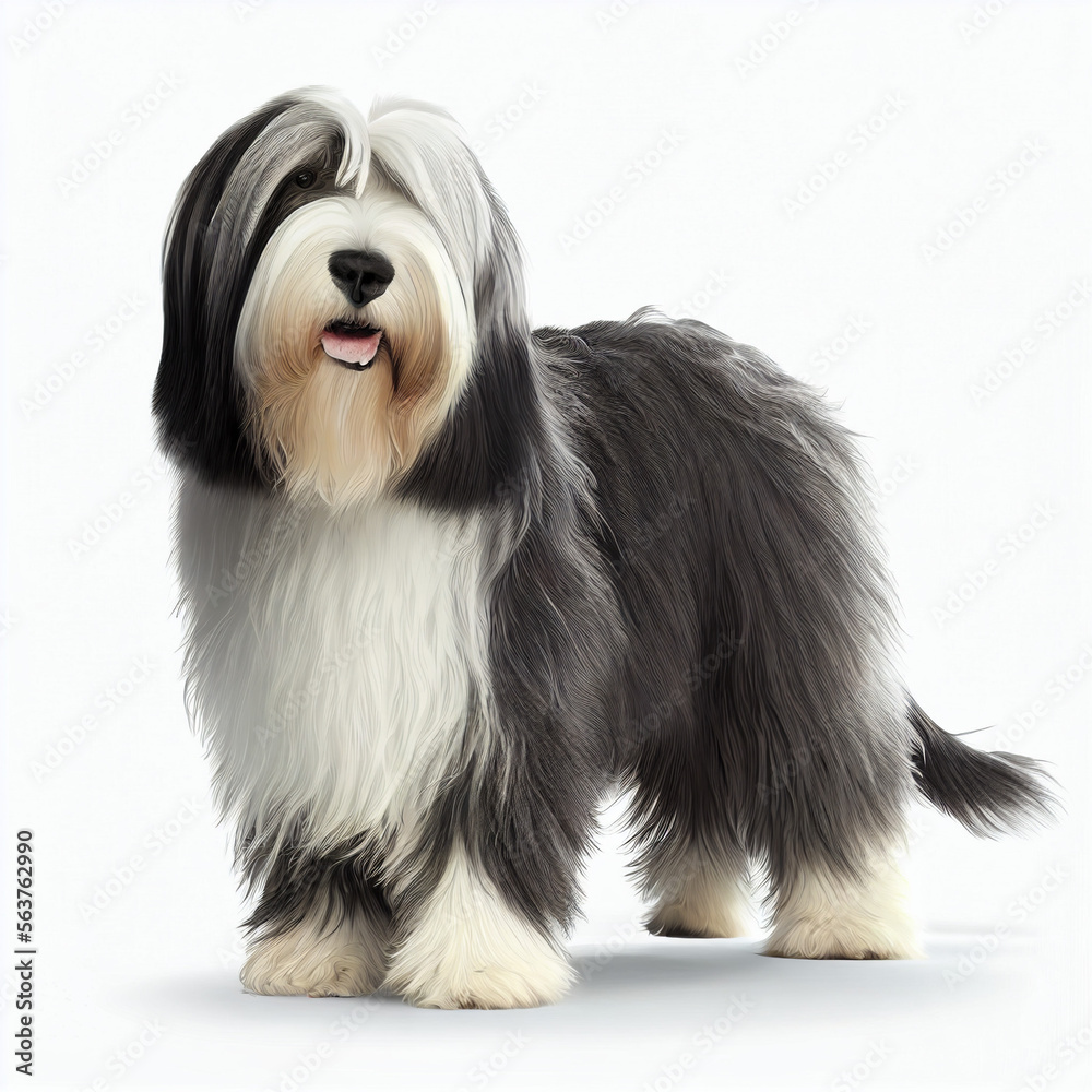 Bearded Collie full body image with white background ultra realistic



