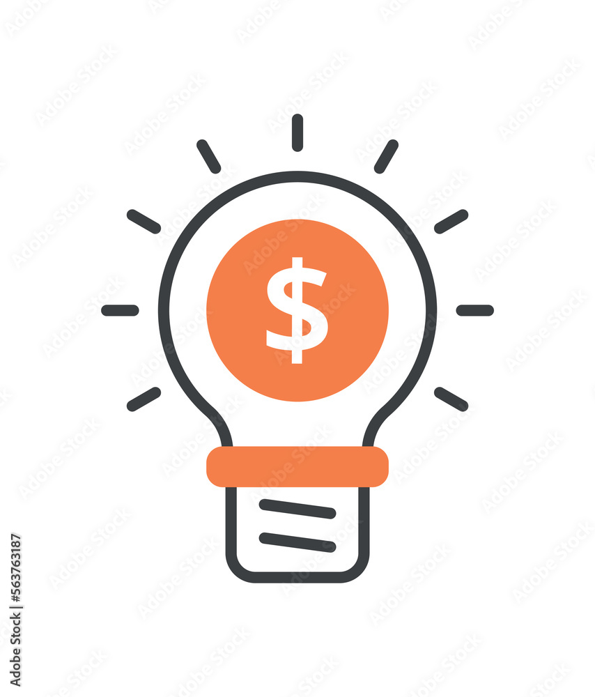Light bulb with dollar icon. Metaphor of financial literacy and passive income. Business project or start up. Idea and insight, brainstorming. Poster or banner. Cartoon flat vector illustration Light bulb with dollar icon. Metaphor of financial literacy and passive income. Business project or start up. Idea and insight, brainstorming. Poster or banner. Cartoon flat vector illustration