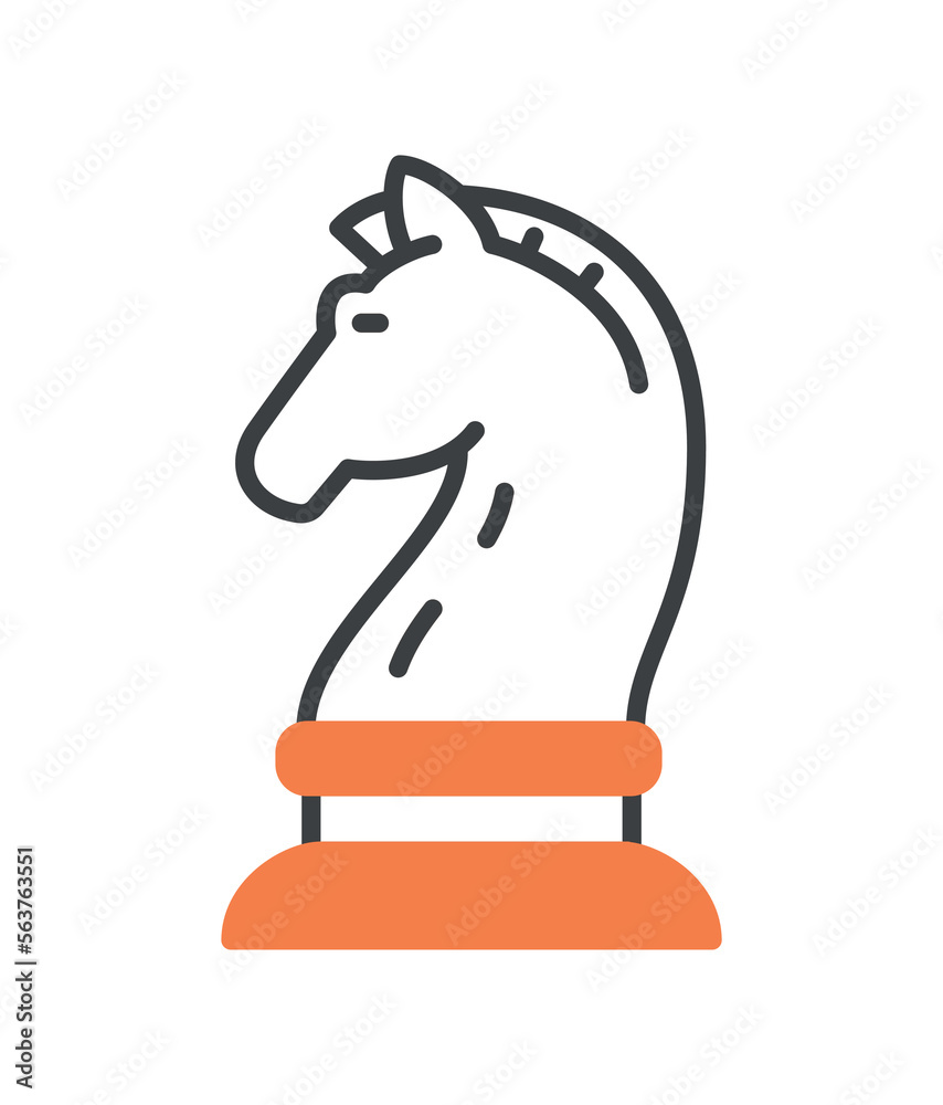 Chess knight icon. Business and entrepreneurship, economics and trading. Planning and setting goals and vision for future. Leadership and motivation, strategy. Cartoon flat vector illustration Chess knight icon. Business and entrepreneurship, economics and trading. Planning and setting goals and vision for future. Leadership and motivation, strategy. Cartoon flat vector illustration