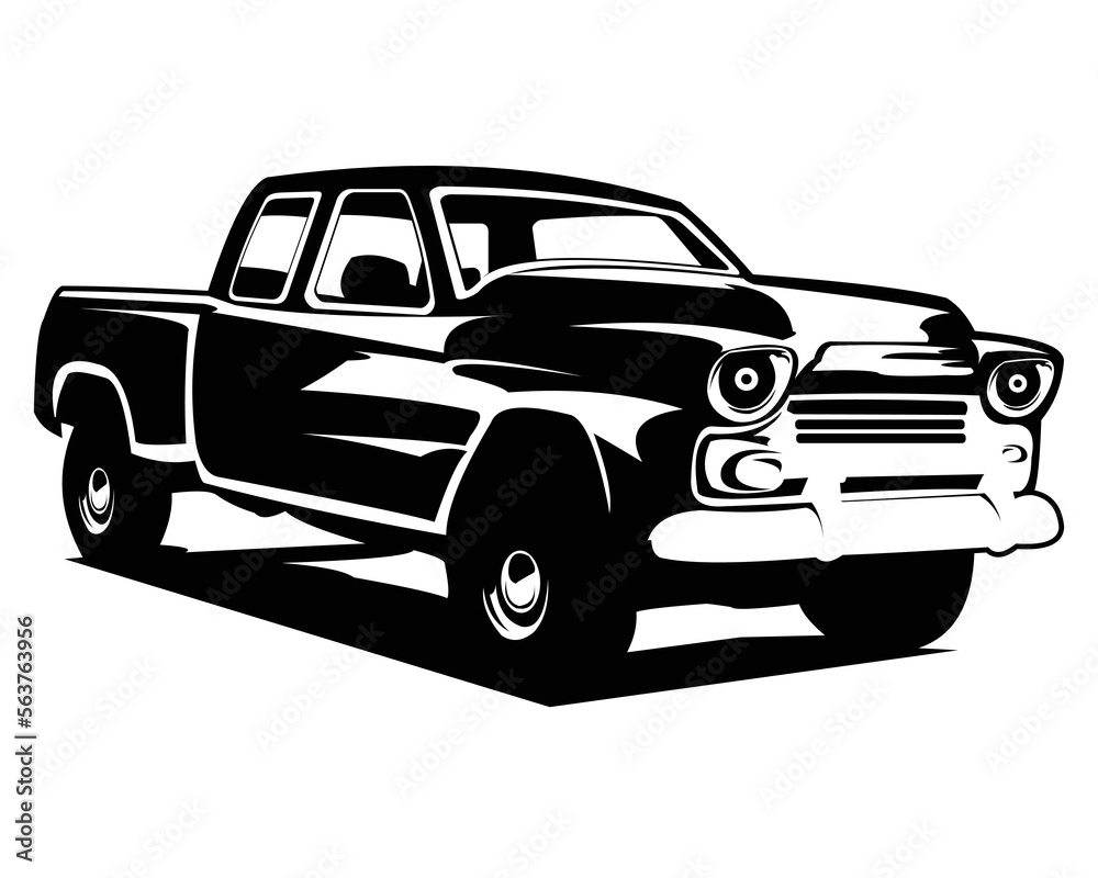 1950s chevy truck silhouette. isolated on a white background showing ...