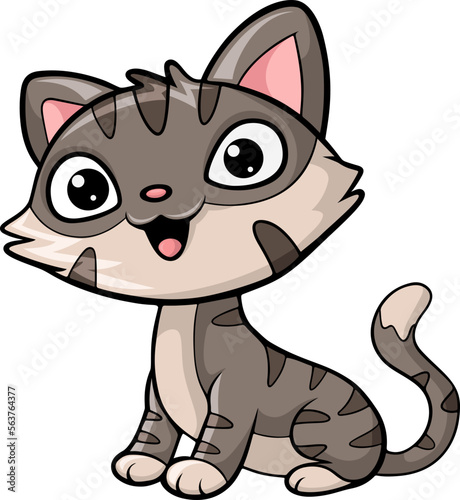 Cute little cat cartoon sitting