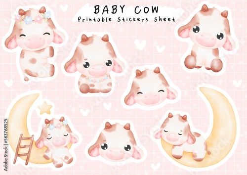 Cute Cows Printable Sticker Sheet