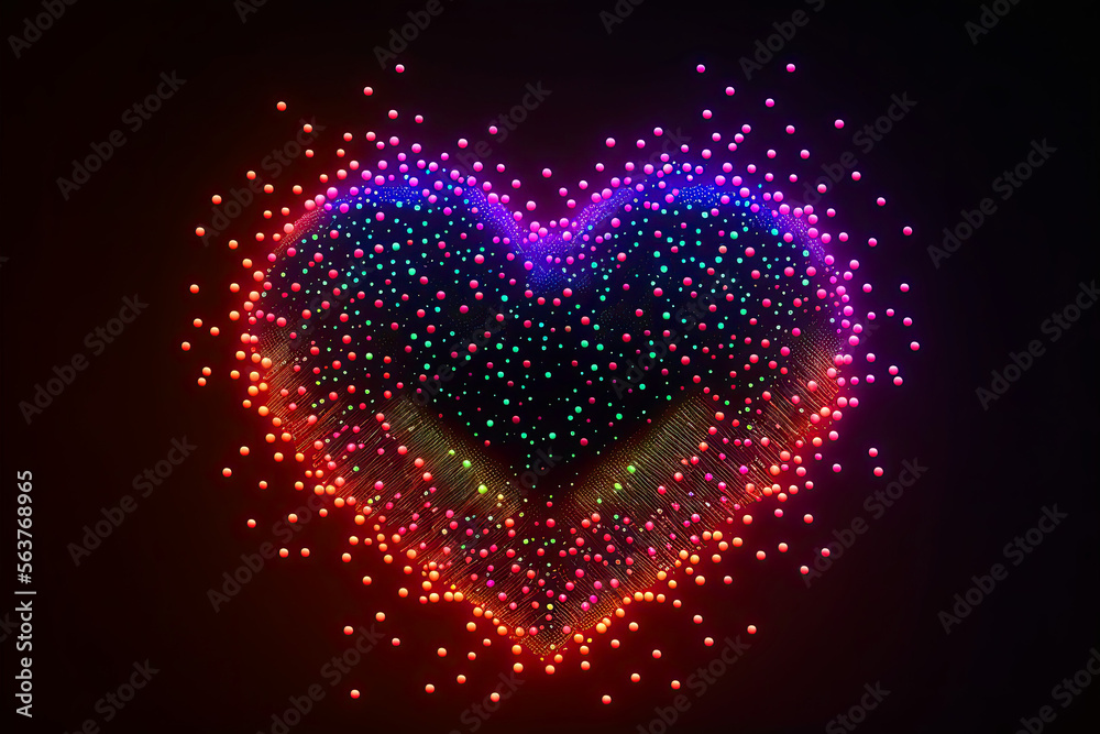 Neon Valentine's Heart Abstract, Generative AI Neon Valentine's Heart Abstract, Generative AI