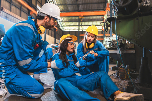 People worker accident in factory.Maintenance worker in the control room of factory.Safety first concpet. © anon