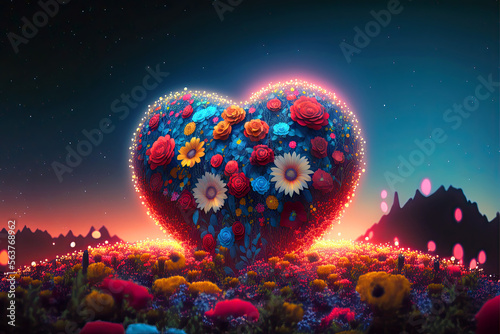 Valentine's Heart Garden Abstract, Generative AI © Ed Felumero