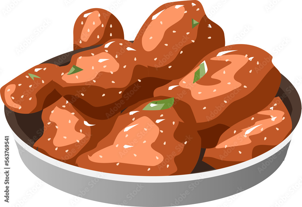 korean fried chicken png graphic clipart design Stock Illustration