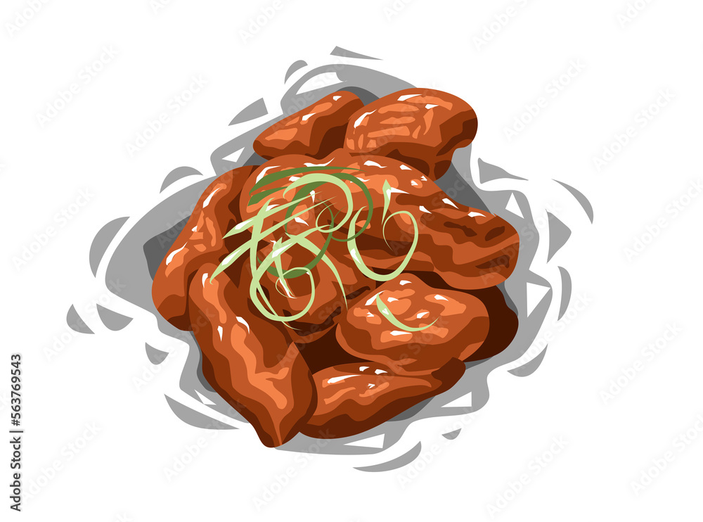 korean fried chicken png graphic clipart design Stock Illustration