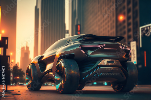 Futuristic car vehicle exotic super car Generative AI illustrations © digiart