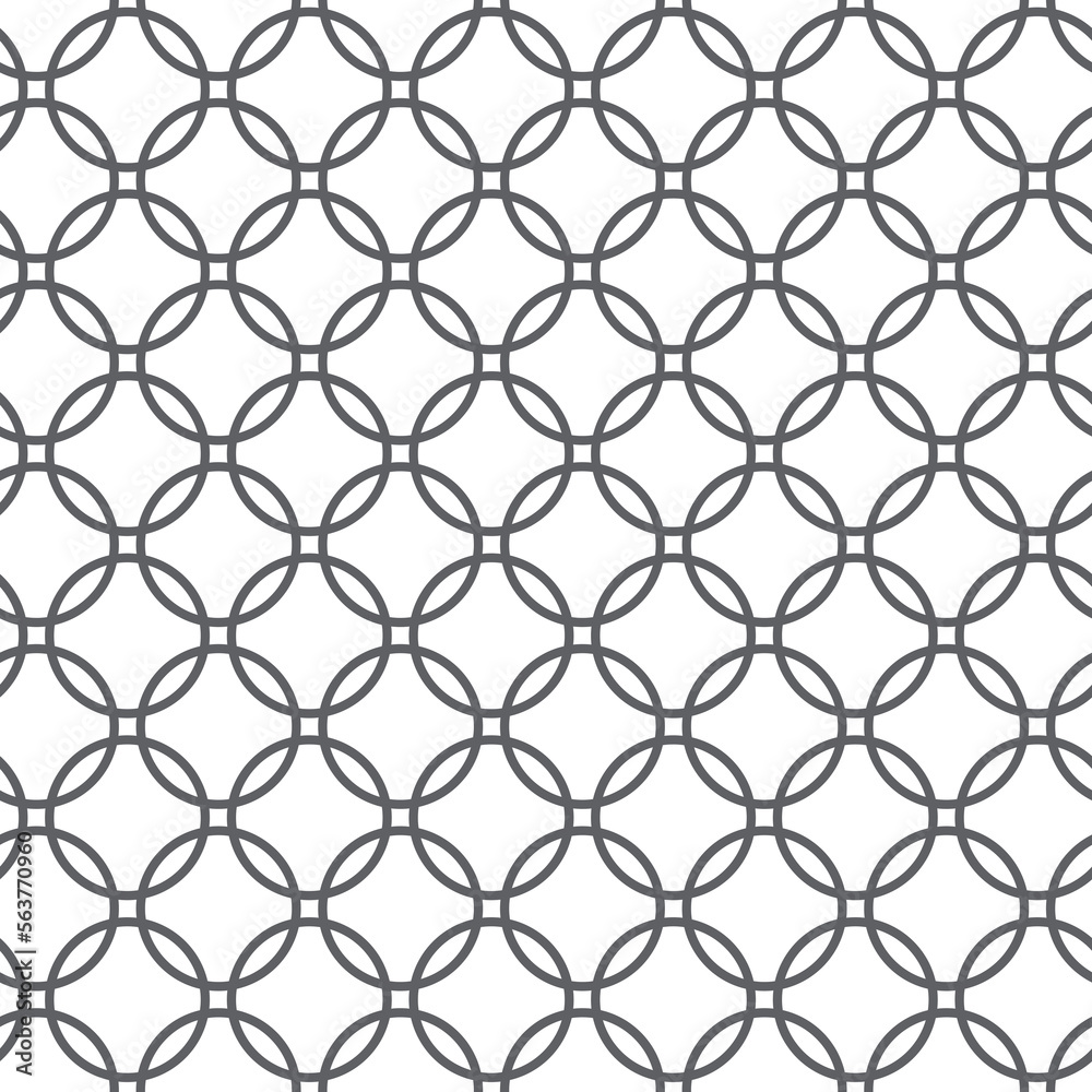 Interlocking circles White and Black pattern. Seamless background tile. Repeating geometric monochrome tiles. Concentric black circles Interlocking circles White and Black pattern. Seamless background tile. Repeating geometric monochrome tiles. Concentric black circles