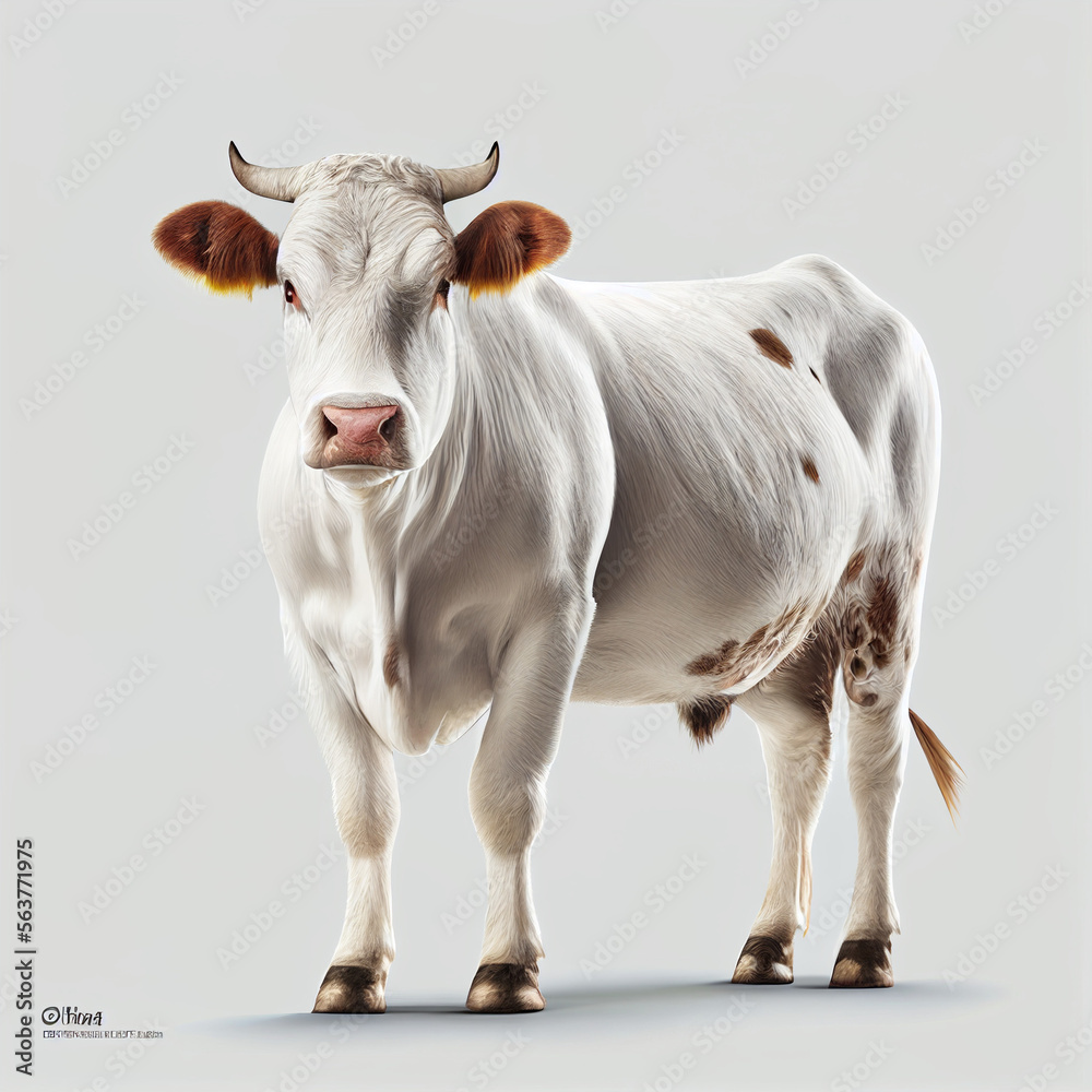Cow full body image with white background ultra realistic



