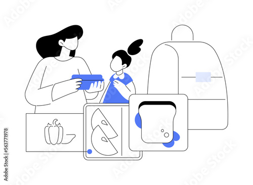 Kids lunch box abstract concept vector illustration.