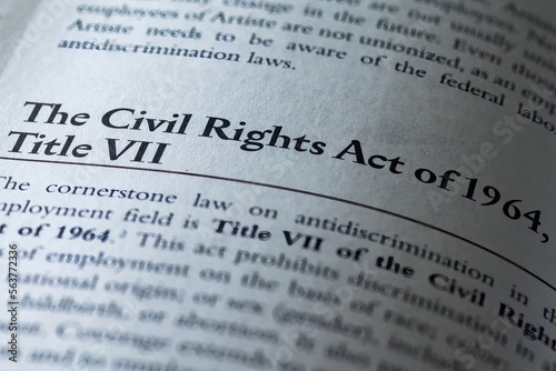 legal or law book with Civil rights act of 1964 Title VII focused in closeup of Fototapet