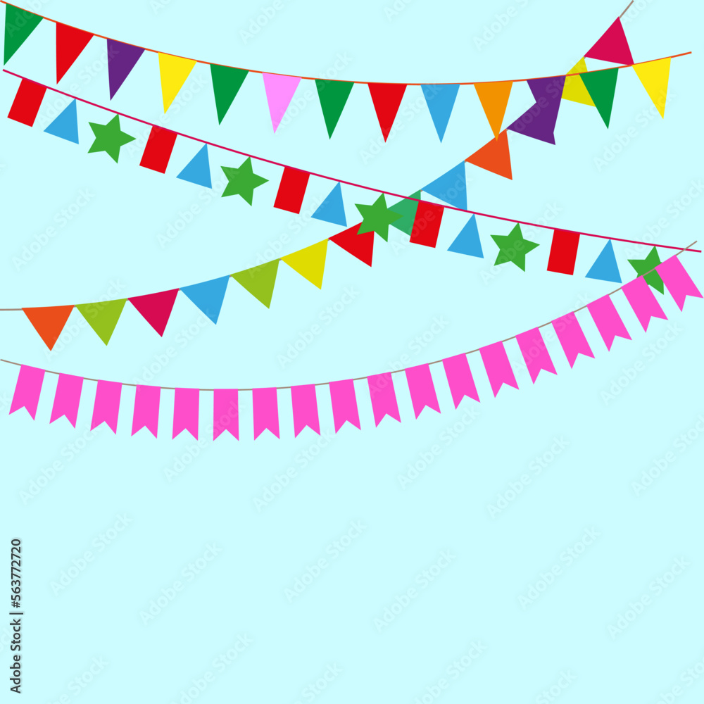 flags garlands. Party bunting decoration. Vector illustration.