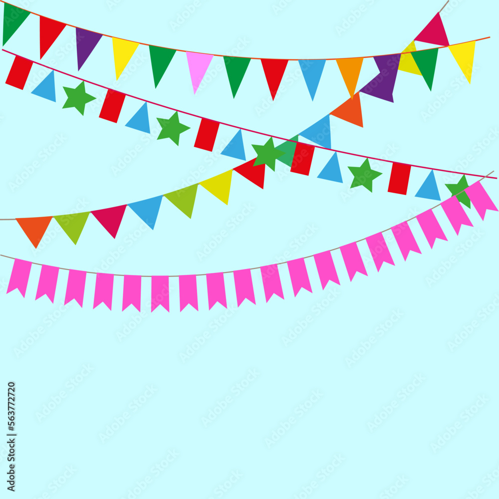 Obraz premium flags garlands. Party bunting decoration. Vector illustration.