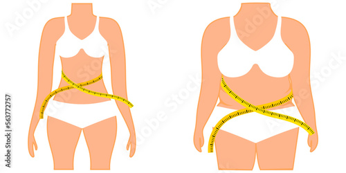 icon with weight loss silhouette meter. Flat design. Vector illustration.