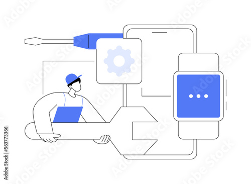 Mobile device repair abstract concept vector illustration.