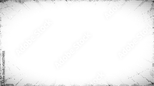 Halftone radial texture. Comic style grain background. Pop art faded textured frame. Grunge speckle effect. Dotted particles print wallpaper. Pixelated gradient backdrop