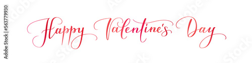 Happy Valentine's Day hand written calligraphy. Elegant lettering, vector text isolated on transparent background. For Valentine's Day cards, headers, tags, overlays, sale banners, party flyers.