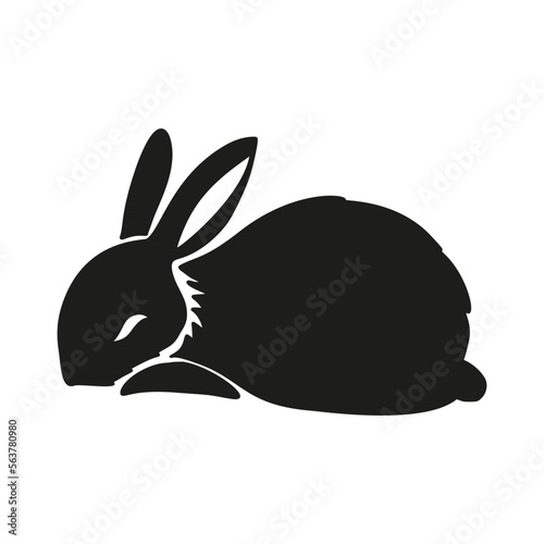 Rabbit bunny sleeping silhouette Easter vector animal ear black shape spring graphic