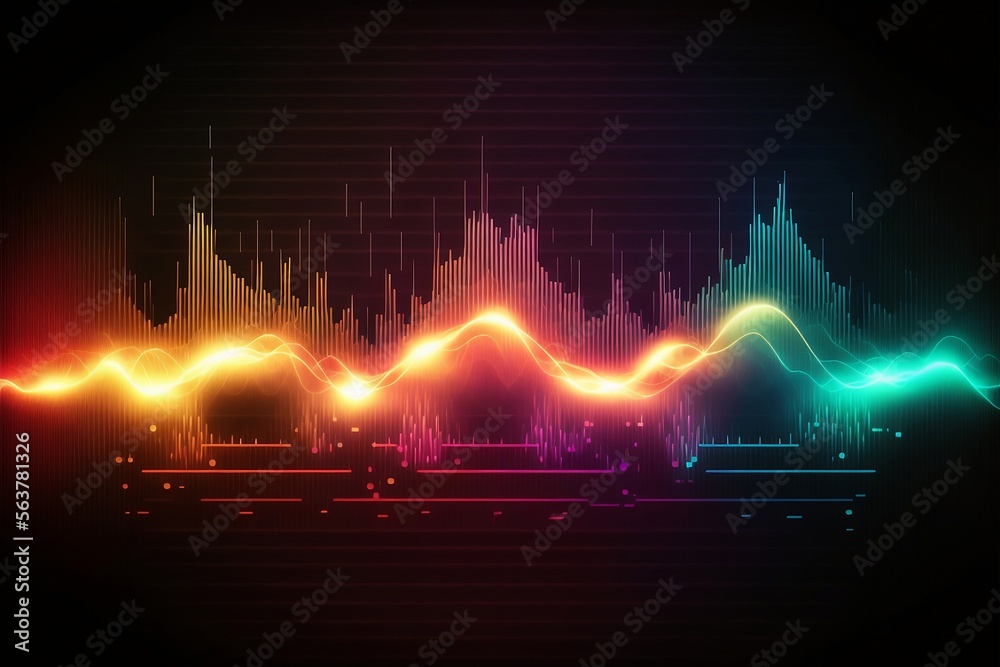 Abstract Sound waves. Frequency audio waveform, music wave HUD interface elements, voice graph signal cyberpunk, Generative ai - obrazy, fototapety, plakaty 