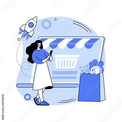 Start and launch your online store abstract concept vector illustration.