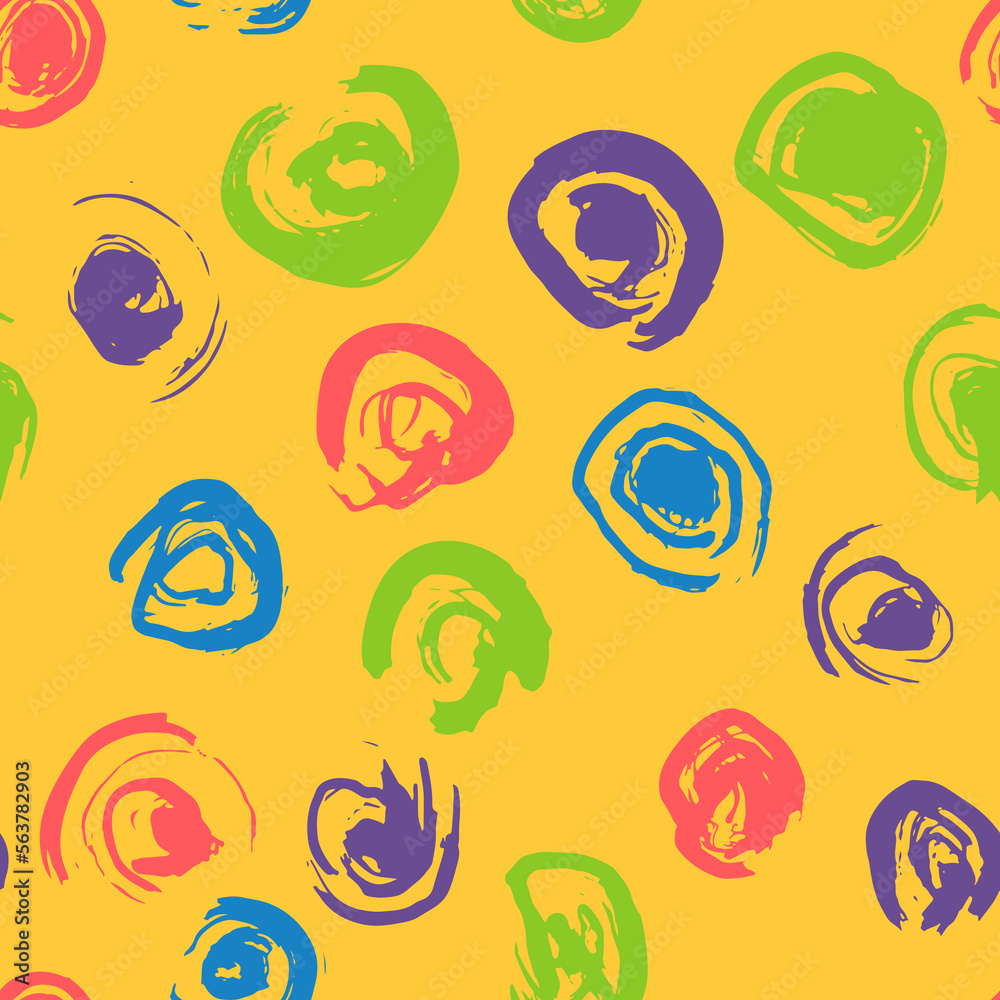Grunge Sketch Hand Drawn Brush Circles Vector Seamless Pattern Grunge Sketch Hand Drawn Brush Circles Vector Seamless Pattern