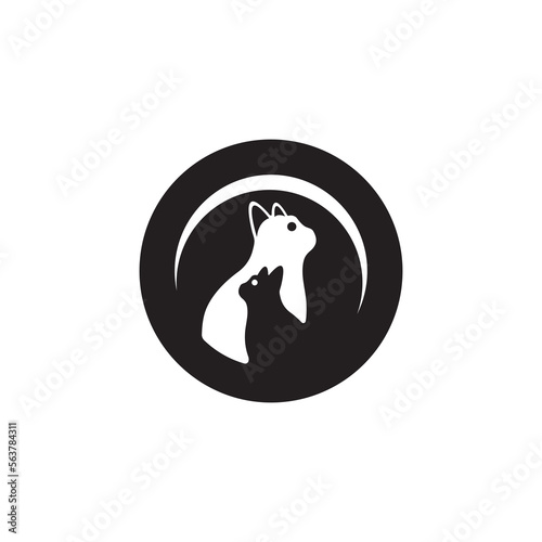Black and white cat animal logo design . Cat icon . Cat silhouette 