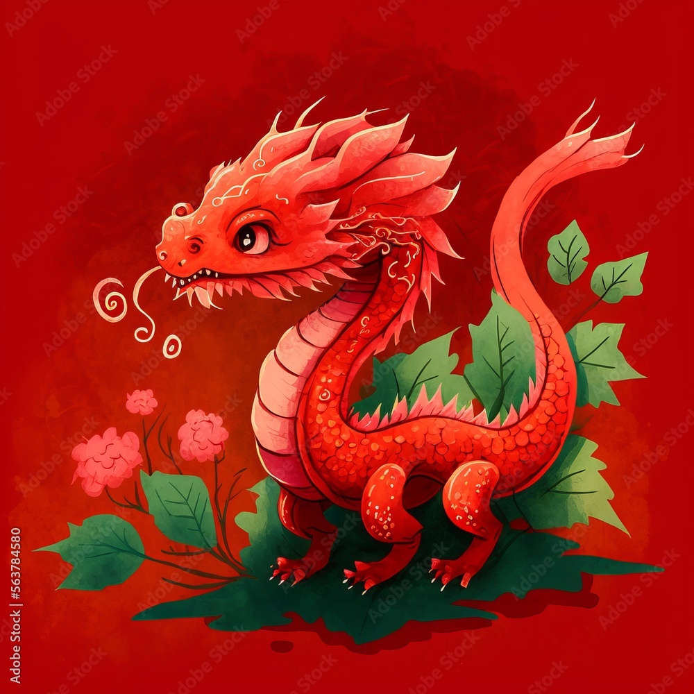 cute dragon - Chinese brush painting (generative AI) cute dragon - Chinese brush painting (generative AI)