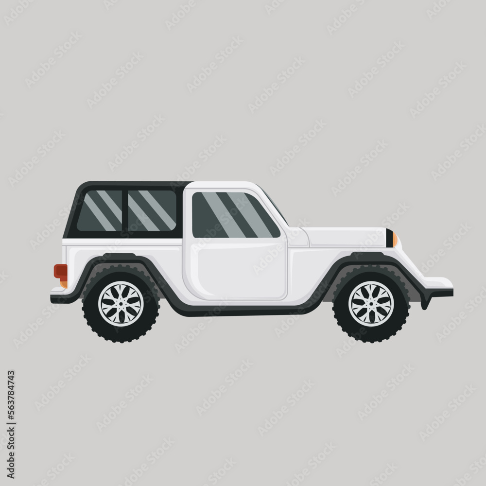 Off road vehicle white color .Extreme Sports vehicle Vector Illustration flat style design
