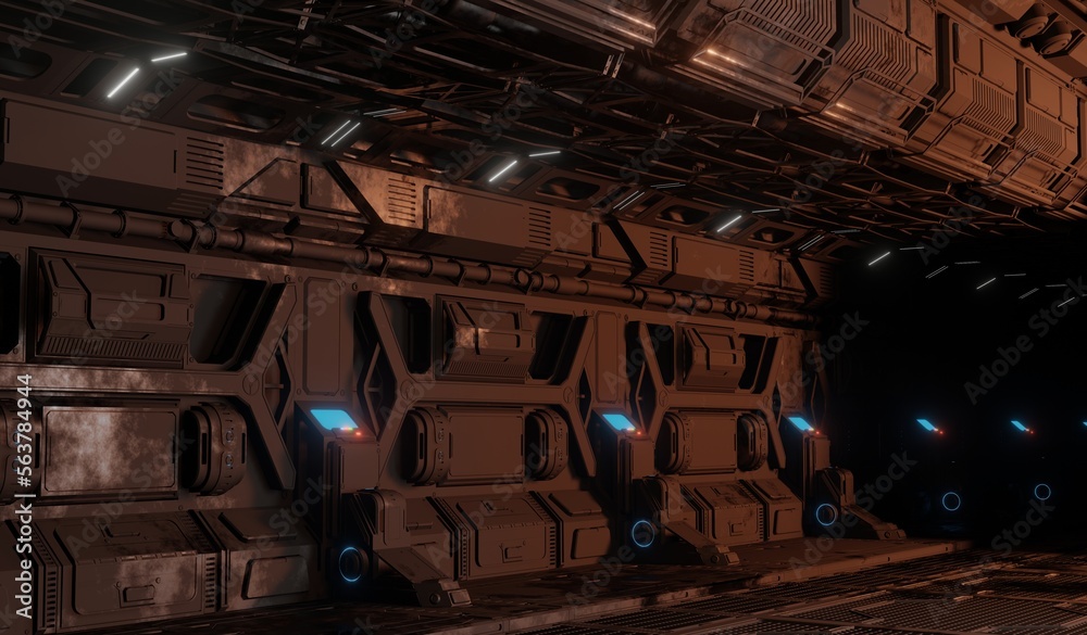 Sci-fi Space Hangar Scene 3D Render