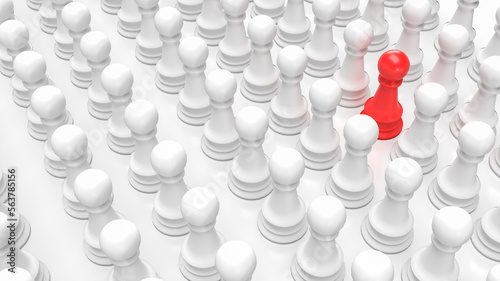 The red and white chess for business concept 3d rendering