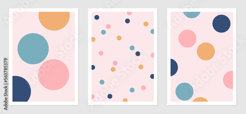 Set of abstract posters with circles of different sizes. Vector illustration of round shapes. Interior design.