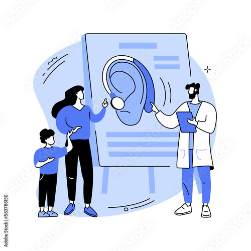 Assistive hearing device abstract concept vector illustration.